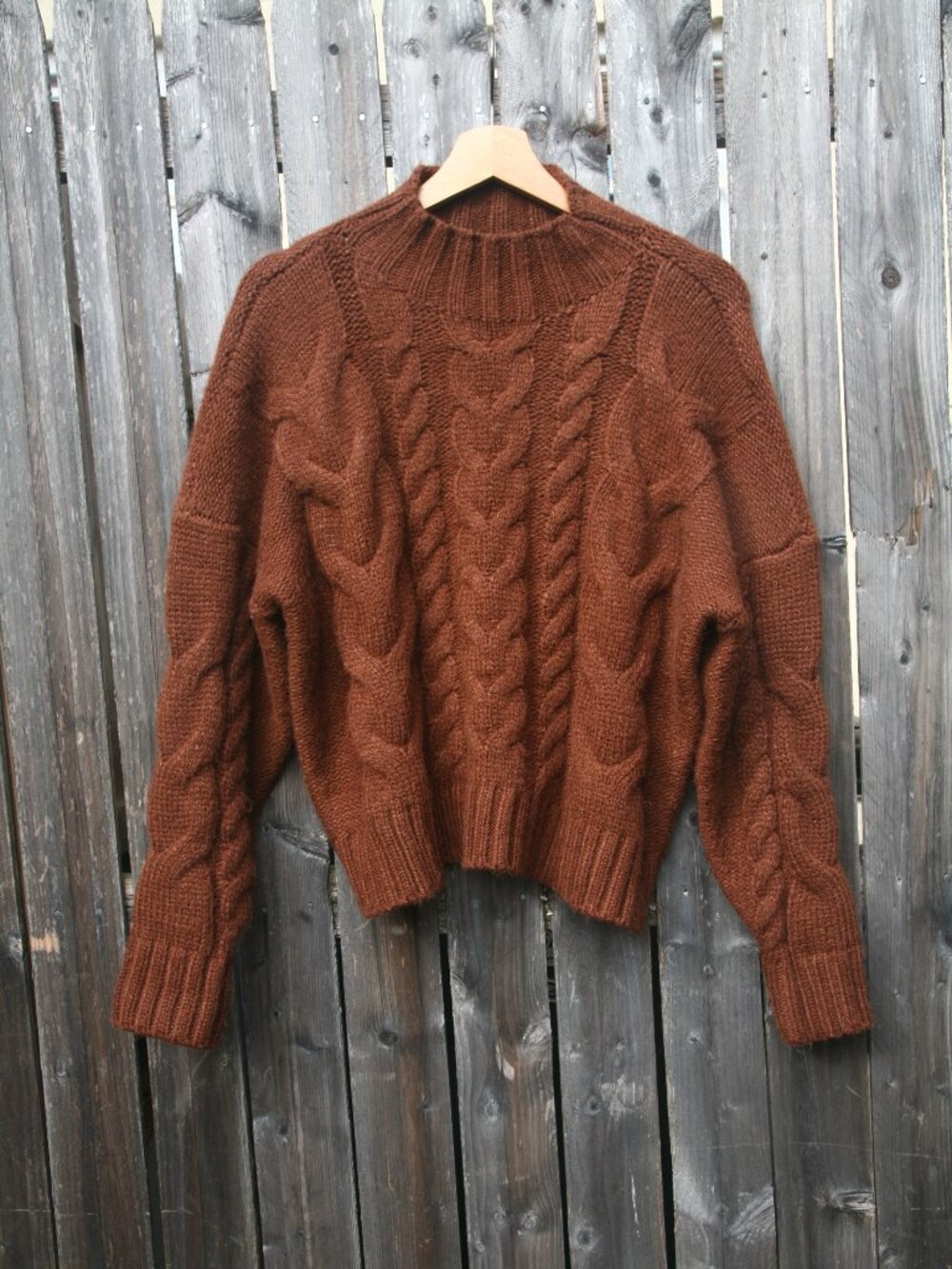 Size M - Antropologie EN SAISON Women's Brown Wool Blend Chunky Sweater